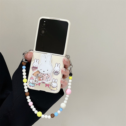 适用小米mixflip手机壳新款小折叠屏MIX Flip翻盖保护套女款卡通兔子支架荣耀magic v flip全包防摔硅胶软壳