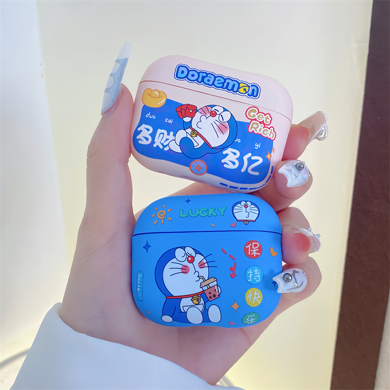 适用airpods4保护套新款airpodspro三代苹果耳机壳女款卡通哆啦A梦AirPods3/2/1硅胶防摔pro2第二代耳机盒5代