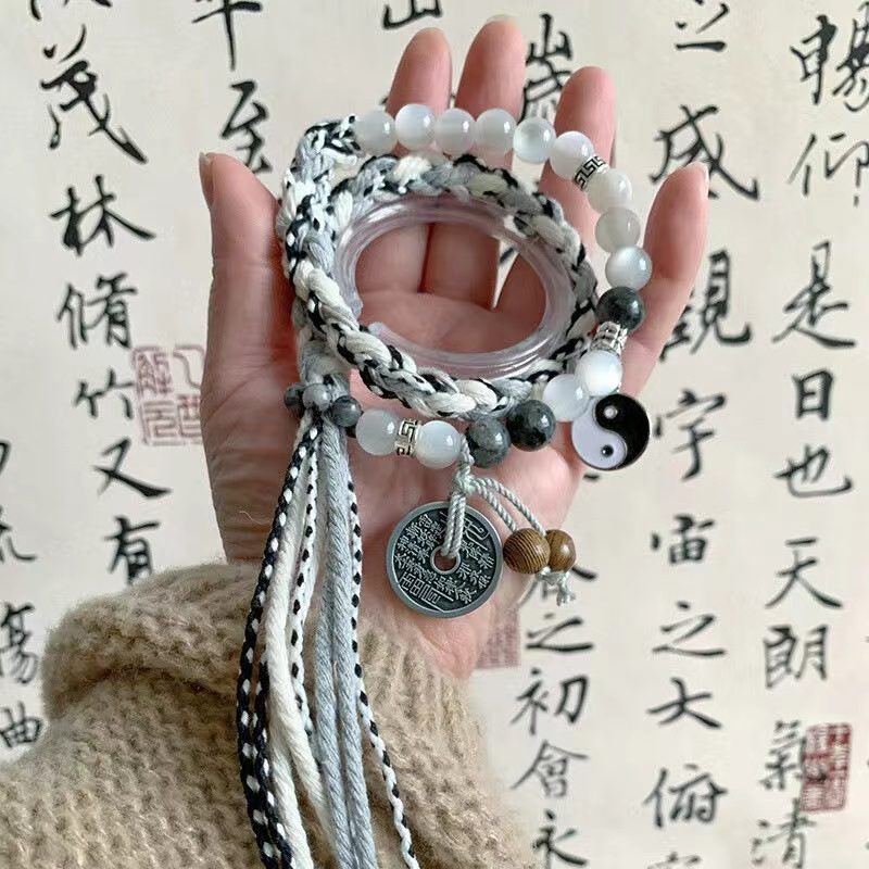 判官手串双生太极山鬼花钱手绳无极新中式复古手串藏式编织手链潮