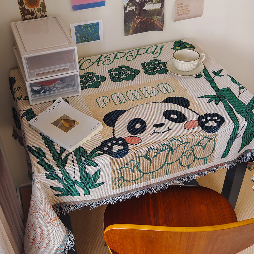 美式风格户外室内餐桌布ins野营餐垫茶几书桌色织棉纱台布