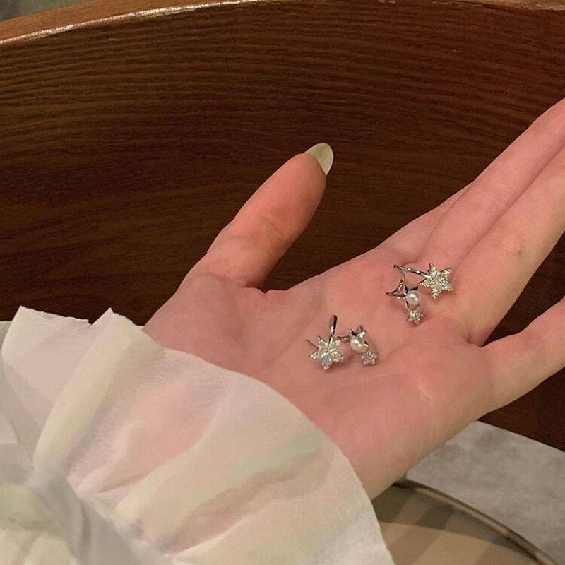 设计感甜美珍珠星星耳钉小众高级感ins精致气质冷淡风耳环