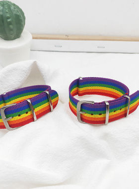 厚两节两段适用dw纯色韩版简约帆布尼龙编织///mm手表带