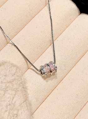 项链女款锁骨链粉钻小蛮腰项链轻奢小众吊坠毛衣链首配饰品