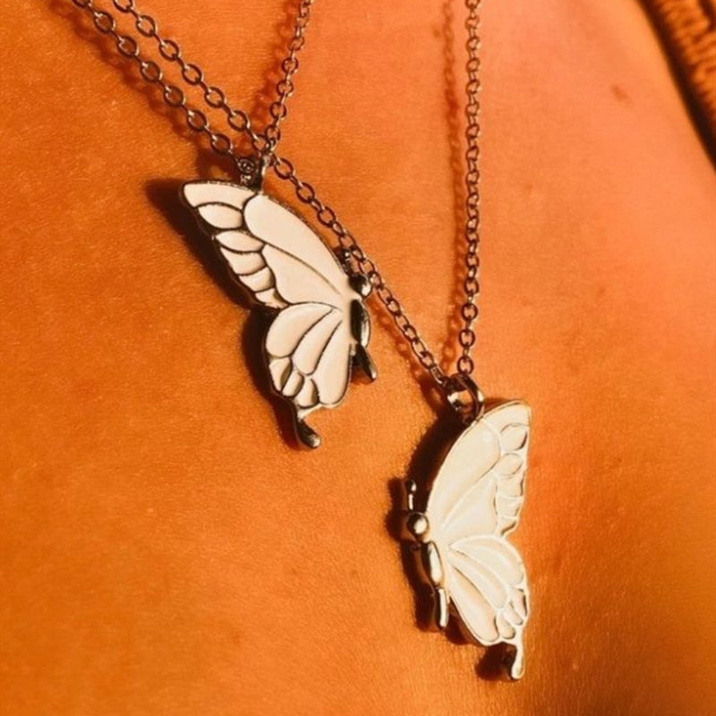 闺蜜小挂件二人闺蜜项链女二人款友谊项链好朋友项链一对滴油蝴蝶