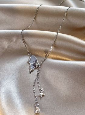 甜酷锆石蝴蝶项链女夏轻奢精致小众设计锁骨链个高级感颈链配饰