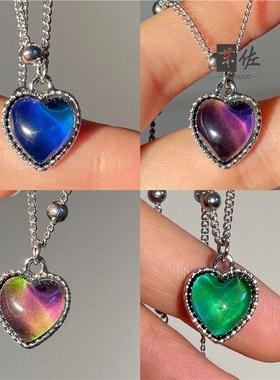 儿童感温变色爱心项链女童公主饰品高级感网红闺蜜款吊坠配饰潮