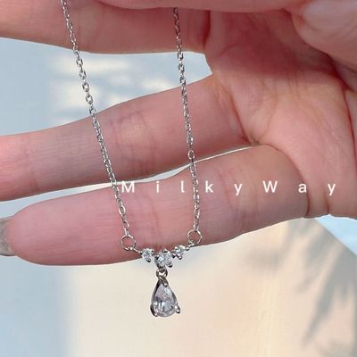 有迹MilkyWay仙女之泪项链女防过敏简约水滴锆石吊坠锁骨链