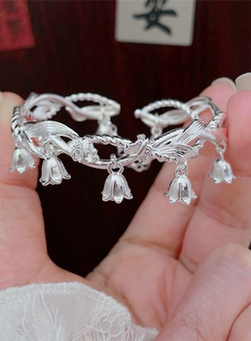 铃兰花手镯女款中式小蝴蝶蜻蜓设计开口出游搭配气质手链女送礼物