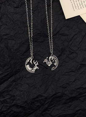 一路有你情侣项链一对创意礼物男女学生一鹿有你闺蜜项链韩版挂件