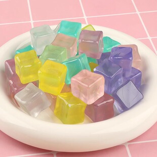 夜光冰块彩色发光透明方形酒吧摄影道具diy手工制作饰品摆件