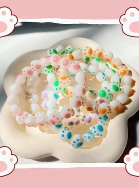 2026炭烧猫爪仿菩提根手串仿天然白玉菩提子小猫爪绕指柔藏式手链