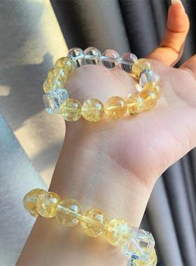 2026典润珠宝 天然黄水晶手串DIY小众设计黄水晶手链感方糖白水晶