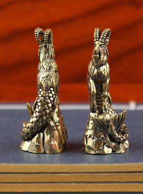 2026创意黄铜羊身鱼尾摩羯座玄关茶几摆件摩羯座黄铜工艺品摆件装