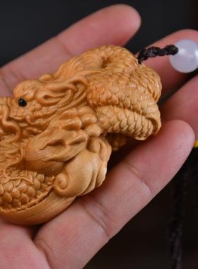 2026崖柏生肖龙手把件木雕盘龙挂件蟠龙戏珠男士随身把玩件车挂工