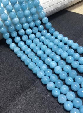 2026厂家直销玉髓优化海蓝宝散珠勇者石海蓝宝蓝色玉手链微棉色泽