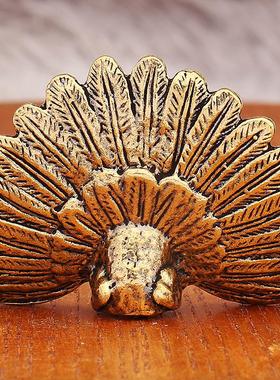 2026黄铜工艺品孔雀开屏小摆件书房办公室商务纪念品立体手办金属