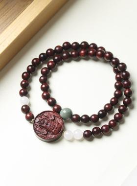 2026厂家天然赞比亚小叶紫檀血檀桶木珠创意DIY太岁腰珠念珠车挂