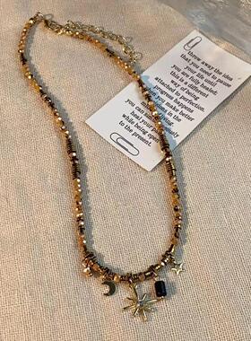 2026太阳花叠戴美拉德项链轻奢小众感锁骨链简约复古设计感颈链配