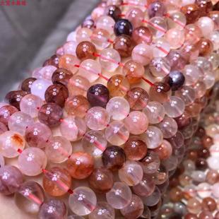 2025天然红胶花水晶圆珠半成品散珠女人石手链隔珠项链配珠腰链DI