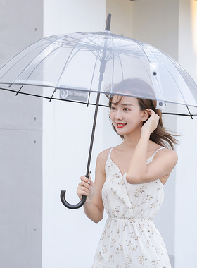 16骨透明雨伞长柄大号双人白色网红加大雨伞女自动加厚折叠定制伞
