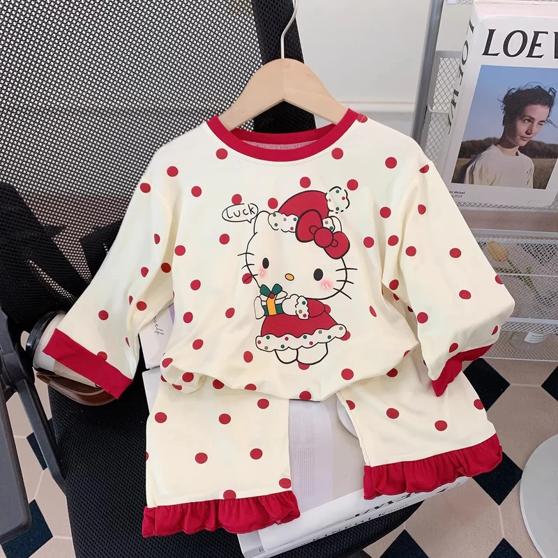 睡衣女童春秋季莫代尔薄款长袖空调服女孩宝宝夏季可爱家居服套装
