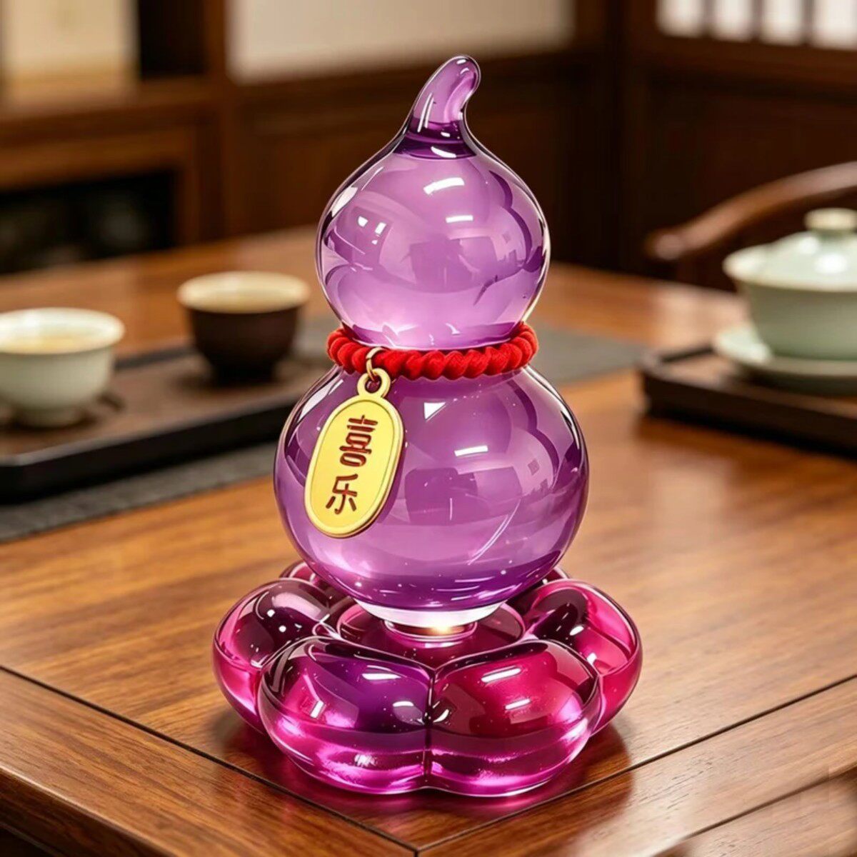 紫色水晶招财葫芦摆件家居转运神器中式葫芦招财进宝创意礼品批发
