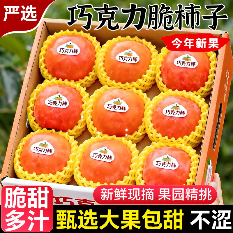 巧克力脆柿子甜柿子冰糖心应季新鲜水果当季整箱礼盒包邮火晶黄硬