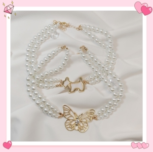 PP阿猫阿狗 小狗项链 珍珠项链 蝴蝶项链 项圈 贝母 cos 项链k9