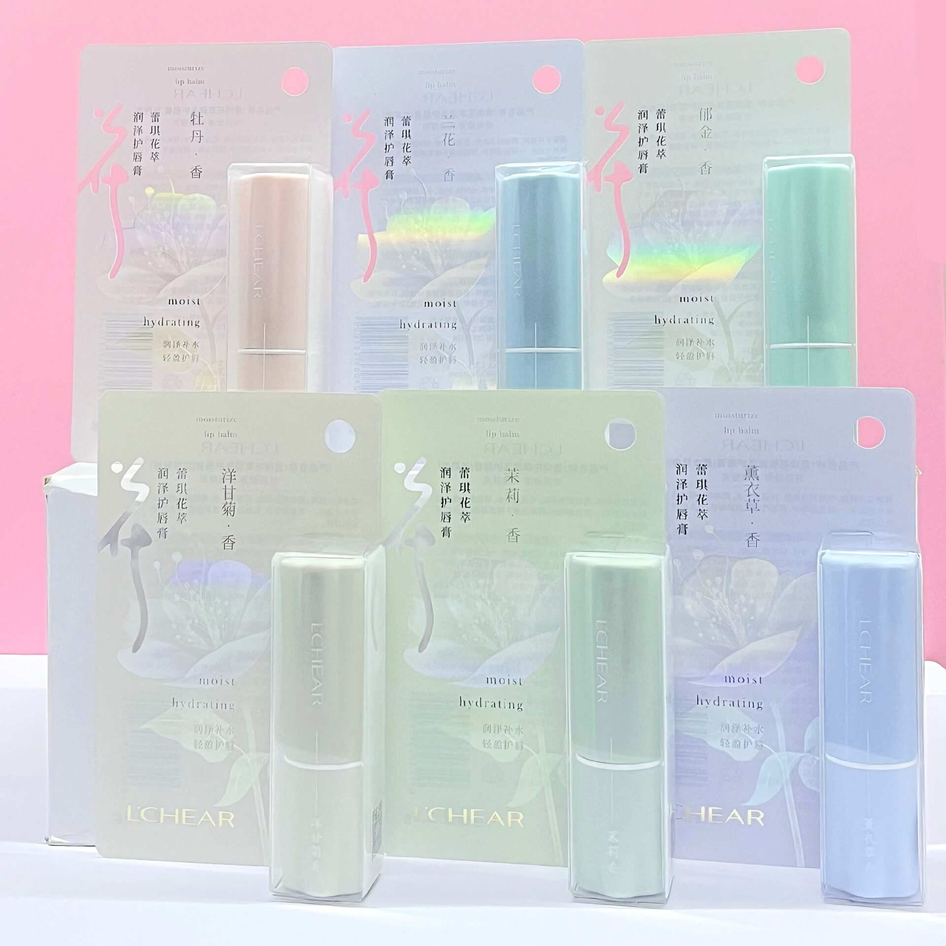 蕾琪E635花萃润泽护唇膏口红打底牡丹花香保湿滋润无色唇膏女士