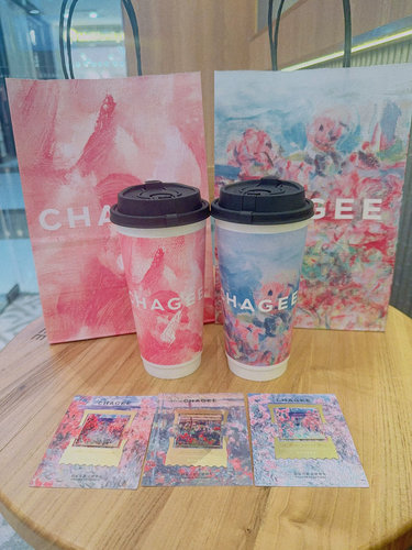 霸王茶姬情人节莫奈玫瑰书签纸袋饮品杯正品门店代购
