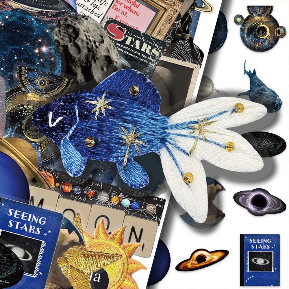 100张space贴纸爆款高级创意花纹太空主题手账笔记本diy装饰贴画