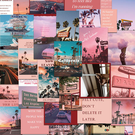 50张加州街头贴纸风景贴画电脑ipad手机壳防水笔记本行李箱头盔贴纸