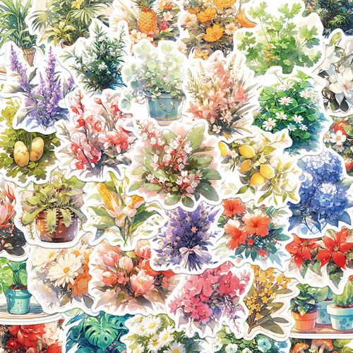 50张水彩画风植物贴纸