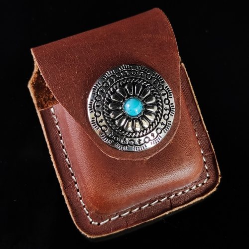 董尚打火机皮套手工定制真皮适用ZIPPO皮套印第安钢夹高级财布扣