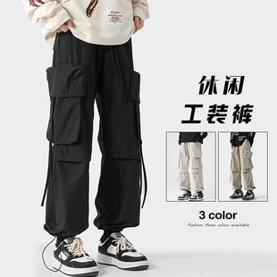 SOTAKEN 2025夏季新款宽松高街工装束脚裤男潮流休闲阔腿拖地长裤