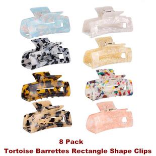 Hair Claw Clips Tortoise Barrettes Rectangle Shape Clips