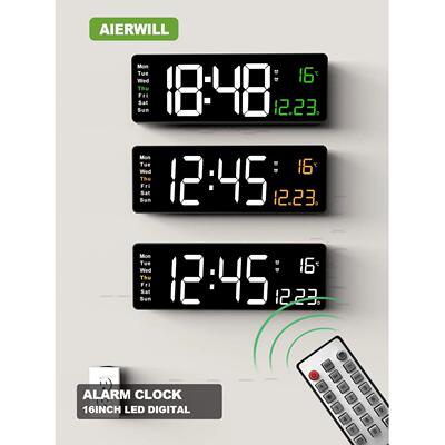 16inch Digital Wall Clock Large LED Alarm Clock Remote
