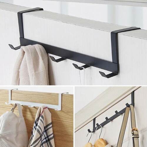Coat Hook Rack Over The Door 5 Hooks Home Organizer Metal Ha