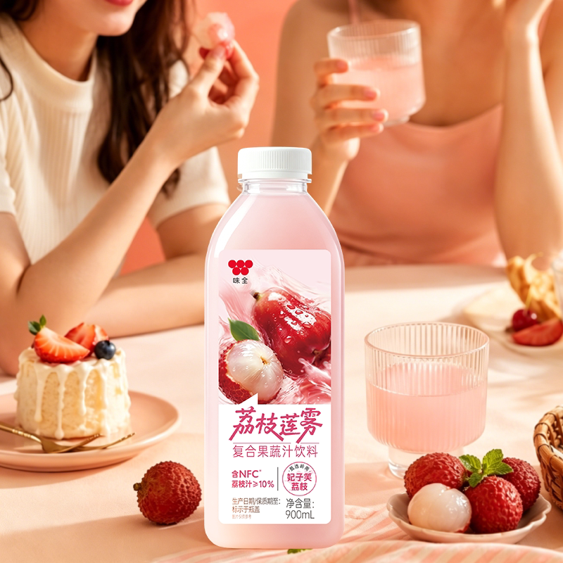 【新上市】味全荔枝莲雾复合果蔬汁饮料900ml甄选岭南妃子笑荔枝