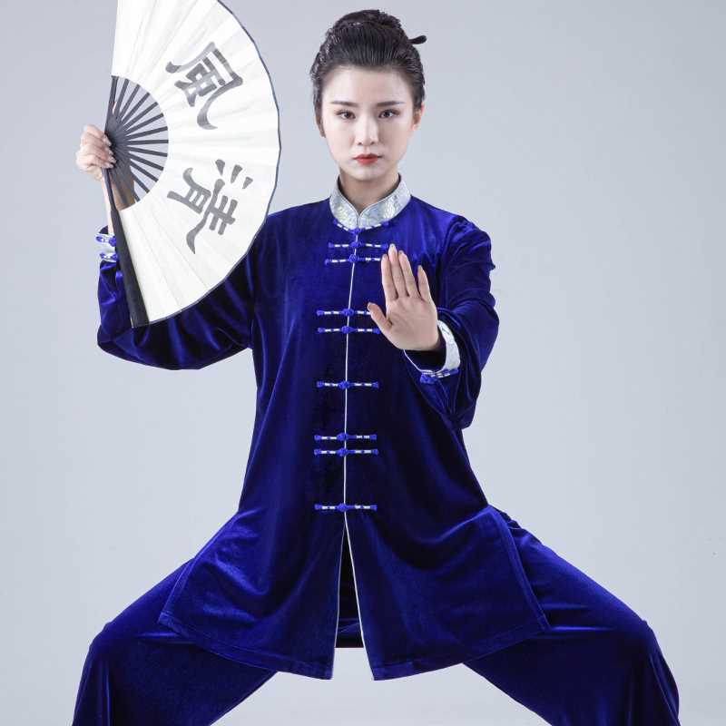 新款御尊太极服女加厚保暖高端南韩绒武术表演服男太极拳练功服秋