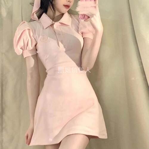辣妹POLO领衬衫连衣裙收腰显瘦