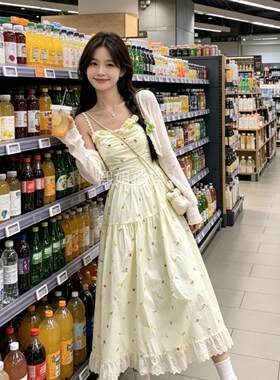 夏季新款温柔风碎花遮肚显瘦刺绣
