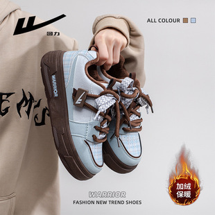 回力加绒红色板鞋女2025秋冬季新款厚底小白鞋爆款棉鞋运动女鞋子