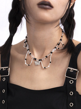 欧美跨境饰品甜酷气质蝴蝶仿珍珠