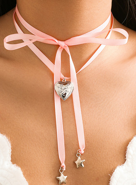 欧美跨境甜美个性爱心星形吊坠项