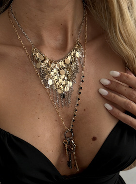 欧美跨境轻奢高级感金属亮片流苏