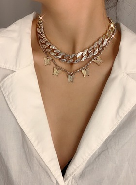 欧美跨境饰品朋克嘻哈满钻古巴扣