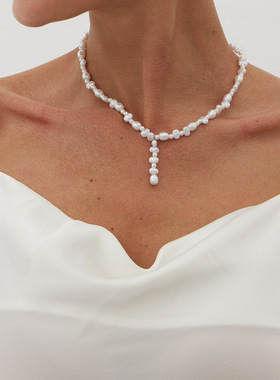 欧美跨境法式巴洛克异形仿珍珠项