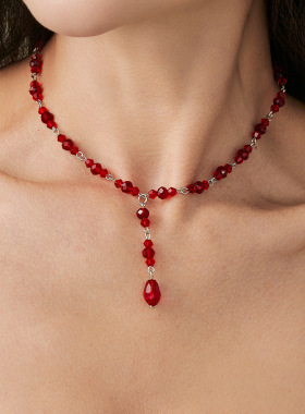 欧美跨境哥特暗黑风仿水晶串珠项