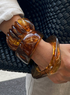 欧美跨境ins冰透晕染琥珀色亚克